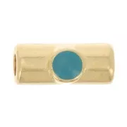 10x4mm Tube bead with epoxy resin - Fine Gold plated - Turquoise x1