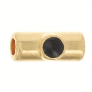 10x4mm Tube bead with epoxy resin - Fine Gold plated - Black x1|raw }}