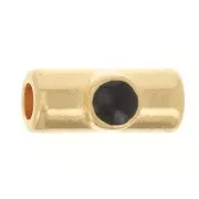 10x4mm Tube bead with epoxy resin - Fine Gold plated - Black x1
