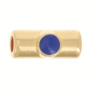 10x4mm Tube bead with epoxy resin - Fine Gold plated - Dark Blue x1|raw }}