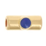 10x4mm Tube bead with epoxy resin - Fine Gold plated - Dark Blue x1