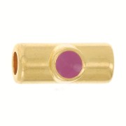 10x4mm Tube bead with epoxy resin - Fine Gold plated - Fuchsia x1