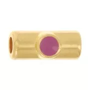 10x4mm Tube bead with epoxy resin - Fine Gold plated - Fuchsia x1