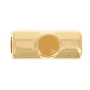 10x4mm Tube bead with epoxy resin - Fine Gold plated - Ochre x1