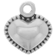 13x12mm Curved Heart Charm - Antique Silver Plated x1