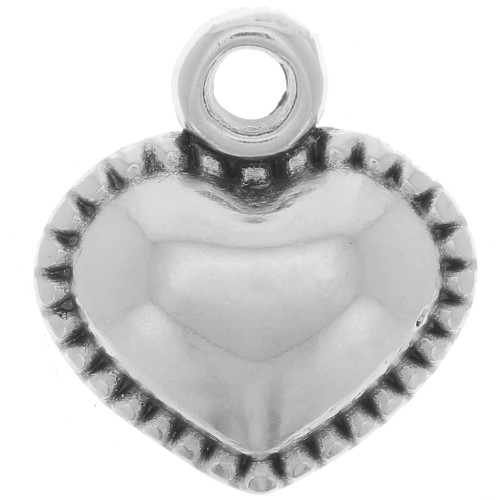 13x12mm Curved Heart Charm - Antique Silver Plated x1
