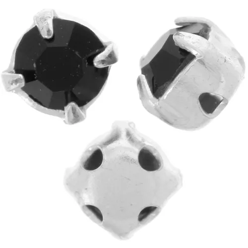 Chatons montés 4mm Jet x10