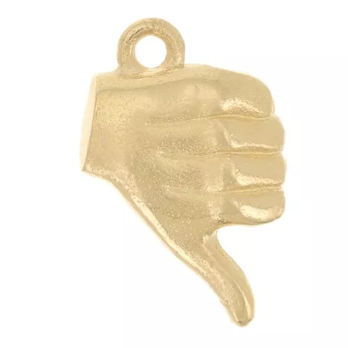 13x8mm Hand Charm - Thumb Down Sign - Fine Gold Plated x1