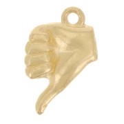13x8mm Hand Charm - Thumb Down Sign - Fine Gold Plated x1