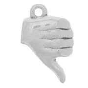 13x8mm Hand Charm - Thumb Down Sign - Antique fine Silver Plating x1