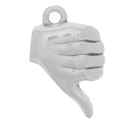 13x8mm Hand Charm - Thumb Down Sign - Antique fine Silver Plating x1