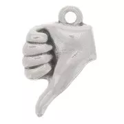 13x8mm Hand Charm - Thumb Down Sign - Antique fine Silver Plating x1
