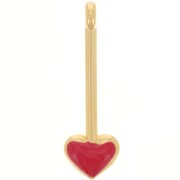 28x9mm heart bar pendant with epoxy resin - Fine Gold plated - Red x1|raw }}