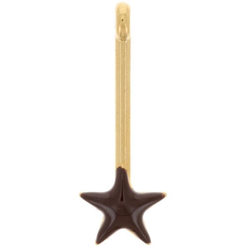 28x10mm Pendant bar with star and epoxy resin - Gold plated - Brown x1