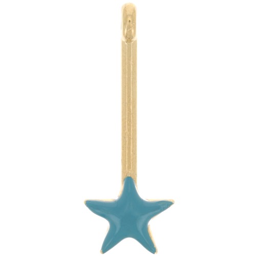 28x10mm Pendant bar with star and epoxy resin - Gold plated - Turquoise x1