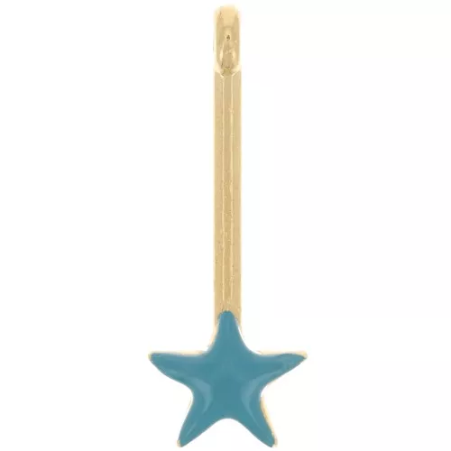 28x10mm Pendant bar with star and epoxy resin - Gold plated - Turquoise x1