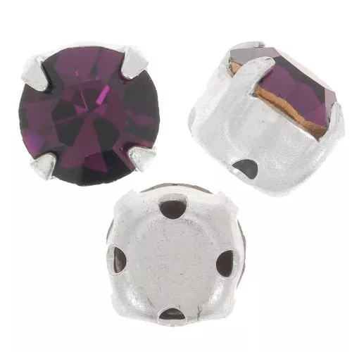 Chatons montés 4mm Amethyst x10