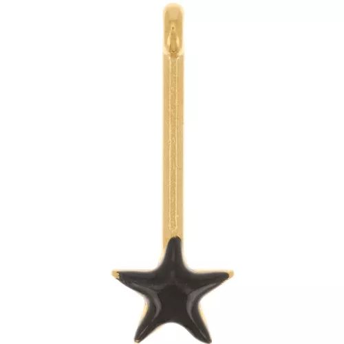 28x10mm bar Pendant with star & epoxy resin - Gold plated - Black x1