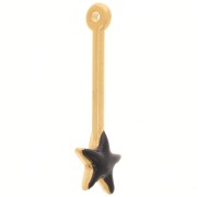 28x10mm bar Pendant with star & epoxy resin - Gold plated - Black x1