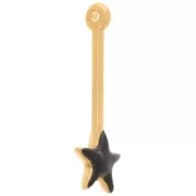 28x10mm bar Pendant with star & epoxy resin - Gold plated - Black x1