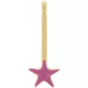 28x10mm bar Pendant with star & epoxy resin - Gold plated - Fuchsia x1