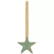 28x10mm bar Pendant with star & epoxy resin - Gold plated - Mint x1