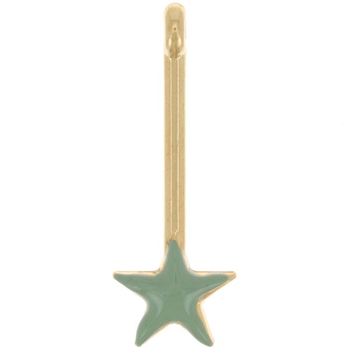 28x10mm bar Pendant with star & epoxy resin - Gold plated - Mint x1
