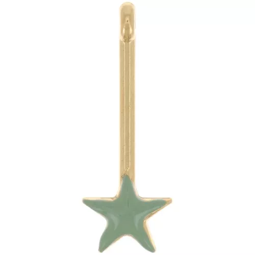 28x10mm bar Pendant with star & epoxy resin - Gold plated - Mint x1