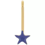 28x10mm bar Pendant with star & epoxy resin - Gold plated - Dark blue x1