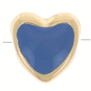 9mm Heart bead with epoxy resin - Gold plated - Dark blue x1|raw }}