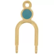 24x11mm Chandelier 2-ring pendant & epoxy resin - Fine Gold Plated - Turquoise x1