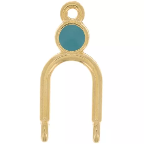 24x11mm Chandelier 2-ring pendant & epoxy resin - Fine Gold Plated - Turquoise x1
