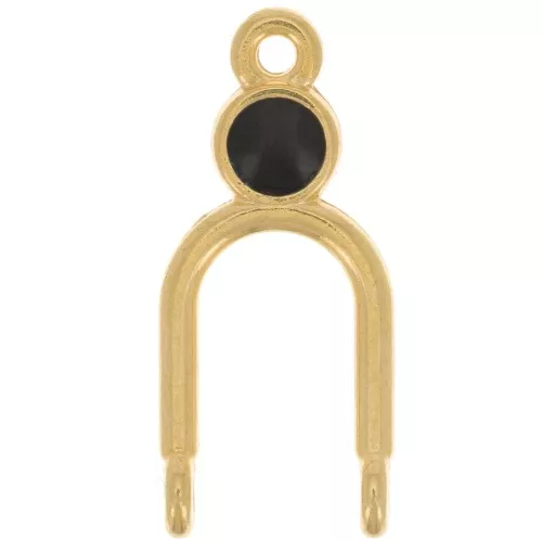 24x11mm Chandelier 2-ring pendant & epoxy resin - Fine Gold Plated - Black x1
