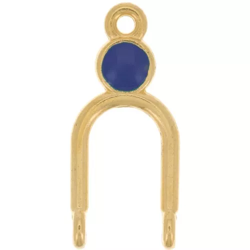 24x11mm Chandelier 2-ring pendant & epoxy resin - Fine Gold Plated - Dark Blue x1