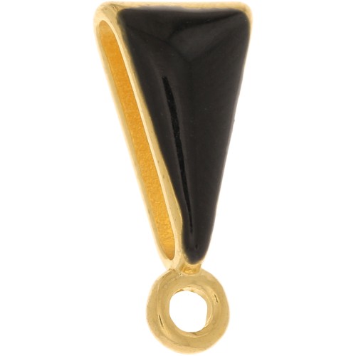 15x7mm bail Pendant with Epoxy Resin - Fine Gold Plated - Black x1