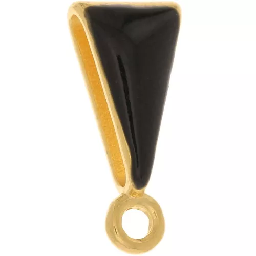 15x7mm bail Pendant with Epoxy Resin - Fine Gold Plated - Black x1