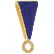15x7mm bail Pendant with Epoxy Resin - Fine Gold Plated - Dark Blue x1