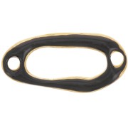 24x12mm epoxy resin hollowed out irregular oval spacer - Fine gold plated Black x1