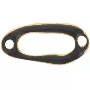 24x12mm epoxy resin hollowed out irregular oval spacer - Fine gold plated Black x1