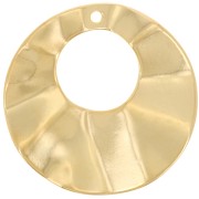 33mm Round hollowed-out pleated effect pendant - Fine gold plated x1|raw }}