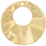 33mm Round hollowed-out pleated effect pendant - Fine gold plated x1
