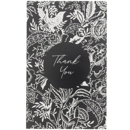 Jewellery cards - Thank you cards - Floral - Thank You - Black - White x10