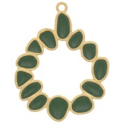 39mm Round irregular pendant with epoxy resin - Gold plated - Dark Green x1|raw }}