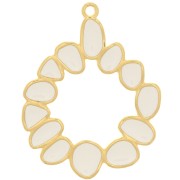 39mm Round irregular pendant with epoxy resin - Gold plated - Ivory x1|raw }}