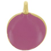 12mm Round irregular charm in epoxy resin - Fine Gold plated - Fuchsia x1|raw }}