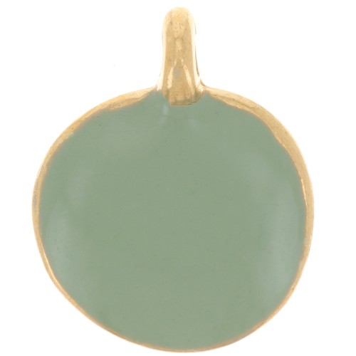 12mm Round irregular charm in epoxy resin - Fine Gold plated - Mint x1