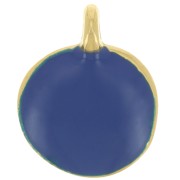 12mm Round irregular charm in epoxy resin - Fine Gold plated - Dark Blue x1|raw }}
