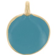 12mm Round irregular charm in epoxy resin - Fine Gold plated - Turquoise x1|raw }}