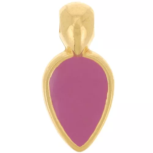 18x8mm petal charm in epoxy resin - Fine Gold plated - Fuchsia x1