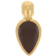 18x8mm petal charm in epoxy resin - Fine Gold plated - Dark Brown x1|raw }}